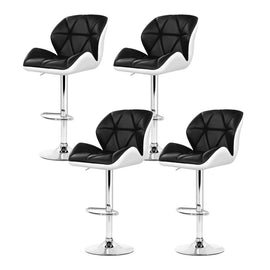 Artiss 4x Bar Stools Gas Lift Padded Leather Black & White - 0