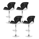 Artiss 4x Bar Stools Gas Lift Padded Leather Black & White-1
