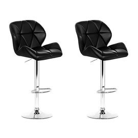 Artiss 2x Bar Stools Gas Lift Padded Leather Black - 0