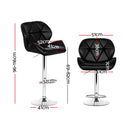 Artiss 2x Bar Stools Gas Lift Padded Leather Black-3