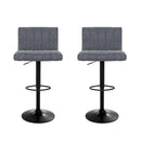 Artiss 2x Bar Stools Vintage Leather Gas Lift Grey-5