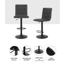 Artiss 2x Bar Stools Gas Lift Vintage Leather Grey-10