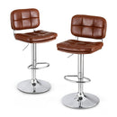 Artiss 2x Bar Stools Kitchen Swivel Gas Lift Counter Chair Tuft PU Leather Brown-1