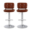 Artiss 2x Bar Stools Kitchen Swivel Gas Lift Counter Chair Tuft PU Leather Brown-3