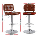 Artiss 4x Bar Stools Kitchen Swivel Gas Lift Counter Chair Tuft PU Leather Brown-2