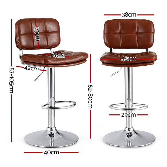 Artiss 4x Bar Stools Kitchen Swivel Gas Lift Counter Chair Tuft PU Leather Brown