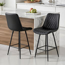 Artiss 2x Bar Stools Kitchen Dining Chair Counter Stool Diamond PU Leather Black-7