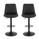 Artiss 2x Bar Stools Kitchen Swivel Gas Lift Counter Chair Diamond Leather Black-3