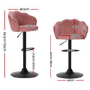 Artiss 2x Bar Stools Gas Lift Velvet Pink-2