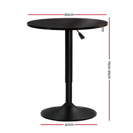 Artiss Bar Table Gas Lift Round Black - 0