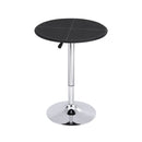Artiss Bar Table Round Swivel Height Adjustable 62cm Modern PVC Leather Black-1
