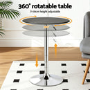 Artiss Bar Table Round Swivel Height Adjustable 62cm Modern PVC Leather Black-4