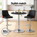 Artiss Bar Table Round Swivel Height Adjustable 62cm Modern PVC Leather Black-5