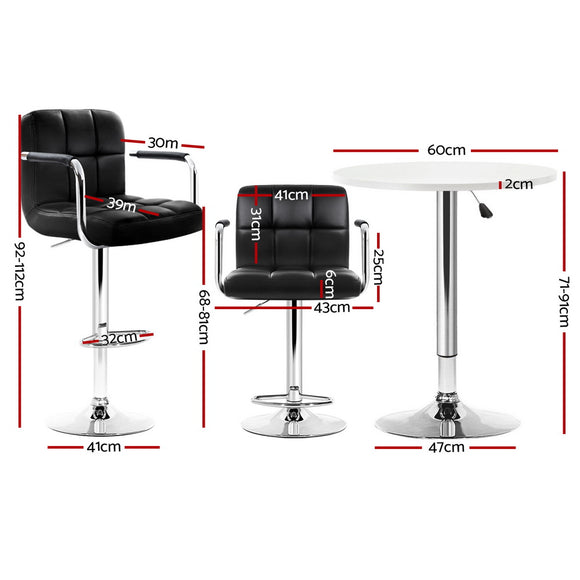 Artiss Bar Table and Stools Set Dining Desk Kitchen Chairs Cafe Pub