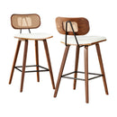 2x Artiss Bar Stools Kitchen Counter Rattan Chairs PU Leather Padding-1