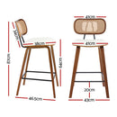 2x Artiss Bar Stools Kitchen Counter Rattan Chairs PU Leather Padding-2