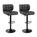 Artiss 2x Bar Stools Gas Lift Leather Padded Grey-2