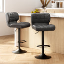 Artiss 2x Bar Stools Gas Lift Leather Padded Grey-13