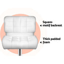 Artiss 2x Bar Stools Gas Lift Leather Padded White-5