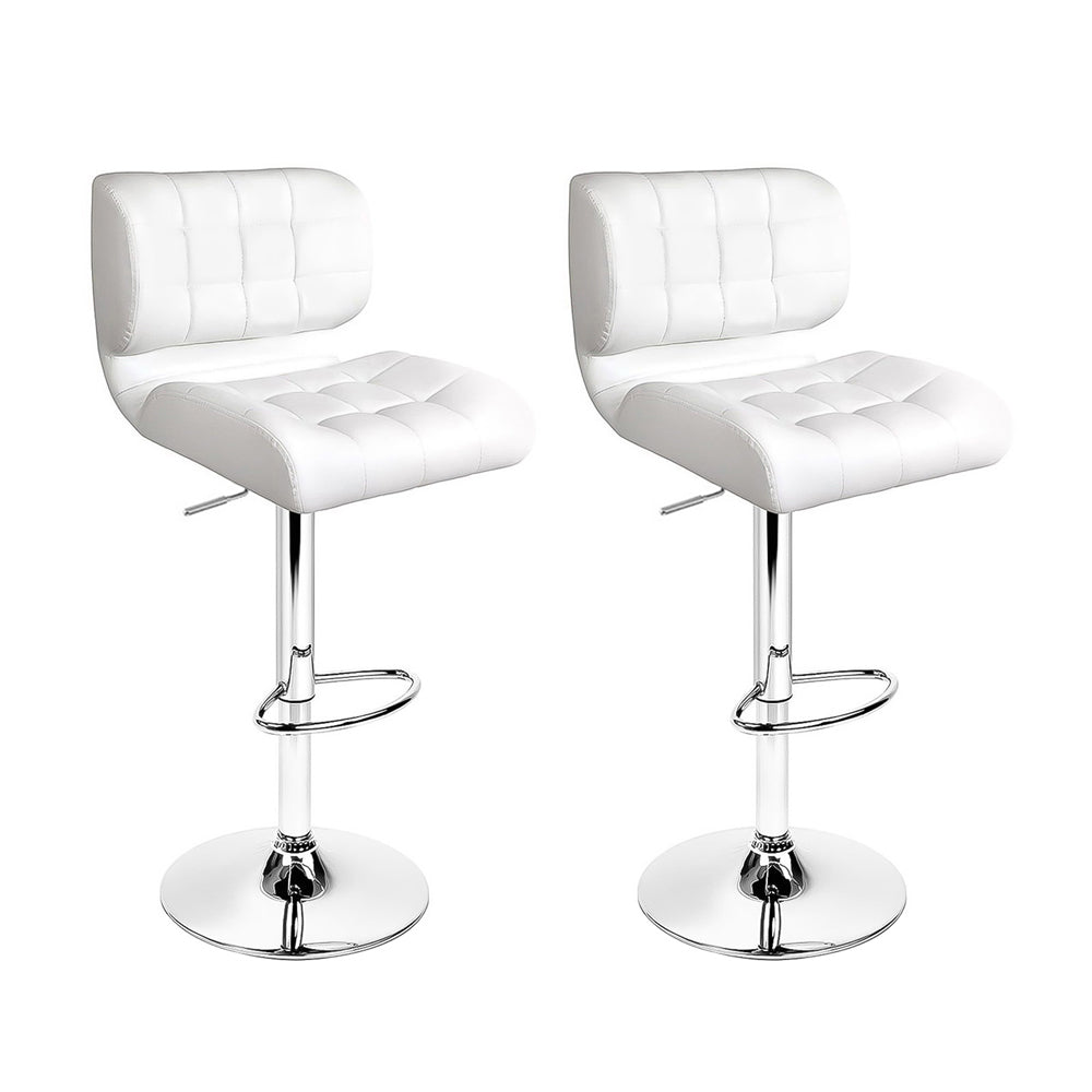 Artiss 2x Bar Stools Gas Lift Leather Padded White