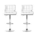 Artiss 2x Bar Stools Gas Lift Leather Padded White-5