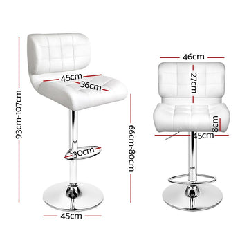Artiss 4x Bar Stools Gas Lift Leather Padded White - 0