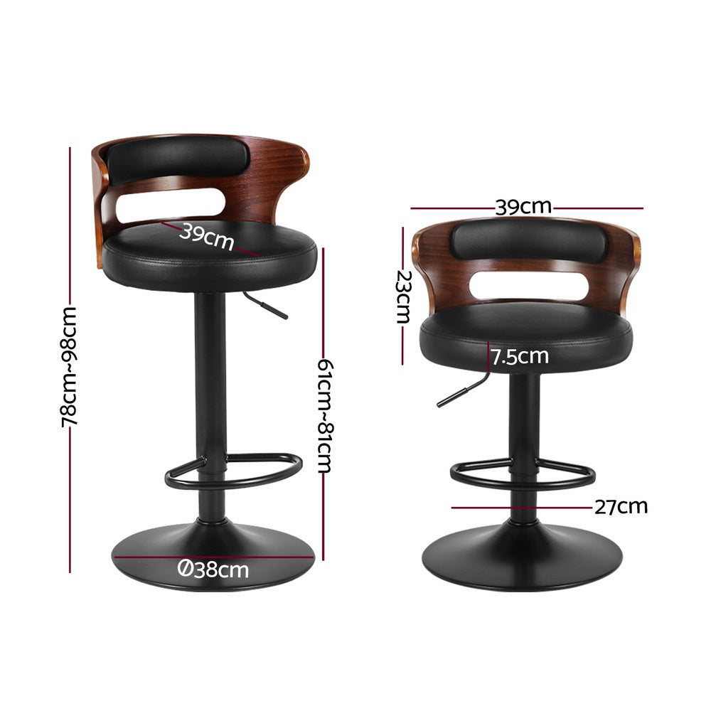 Artiss 4x Bar Stools Gas Lift Faux Leather - 0