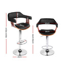 Artiss Bar Stools Gas Lift Leather w/Armrest Black-2