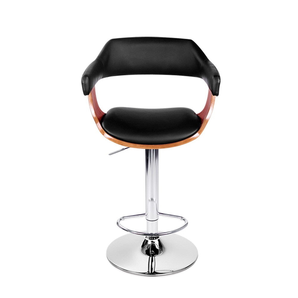 Artiss Bar Stools Gas Lift Leather w/Armrest Black