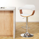 Artiss Bar Stools Gas Lift Leather w/Armrest White-8