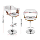 4x Artiss Bar Stools Gas Lift Leather with Armrest White-2