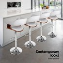 4x Artiss Bar Stools Gas Lift Leather with Armrest White-6