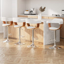 4x Artiss Bar Stools Gas Lift Leather with Armrest White-7