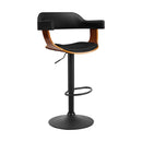Artiss Bar Stools Gas Lift Leather w/Armrest All Black-1