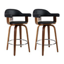 Artiss 2x Bar Stools Leather Seat Wooden Legs-14