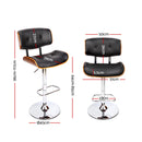 Artiss 2x Bar Stools Gas Lift Leather Black-3
