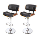 Artiss 2x Bar Stools Gas Lift Leather Black-5