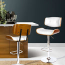 Artiss Bar Stools Gas Lift Leather White-14