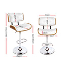 Artiss 2x Bar Stools Gas Lift Leather White-4