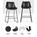 Artiss Bar Stools Kitchen Counter Barstools Leather Metal Chairs Black x2-10