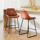 Artiss Bar Stools Kitchen Counter Barstools Leather Metal Chairs Brown x2-1