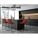 Artiss Bar Stools Kitchen Counter Barstools Leather Metal Chairs Brown x2-8