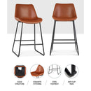 Artiss Bar Stools Kitchen Counter Barstools Leather Metal Chairs Brown x2-9