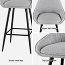 Artiss 2x Bar Stools Upholstered Stool Counter Seat Kitchen Dining Chairs-5