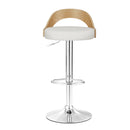 Artiss 2x Bar Stools Adjustable Leather Padded White-3
