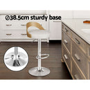 Artiss 2x Bar Stools Adjustable Leather Padded White-6