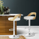Artiss 2x Bar Stools Adjustable Leather Padded White-8