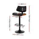 Artiss Bar Stools Kitchen Dining Chairs Gas Lift Stool Wooden Leather Black-2