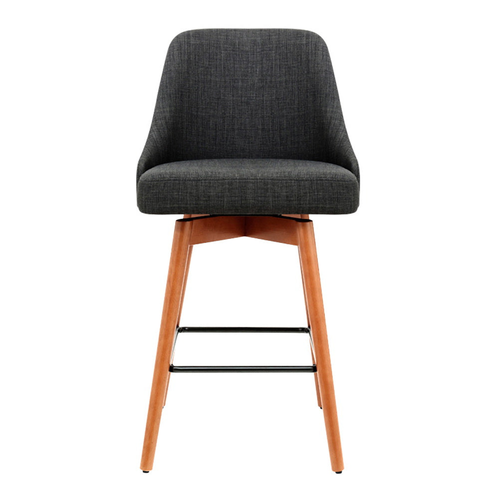 Artiss 2x Bar Stools Swivel Seat Wooden Charcoal