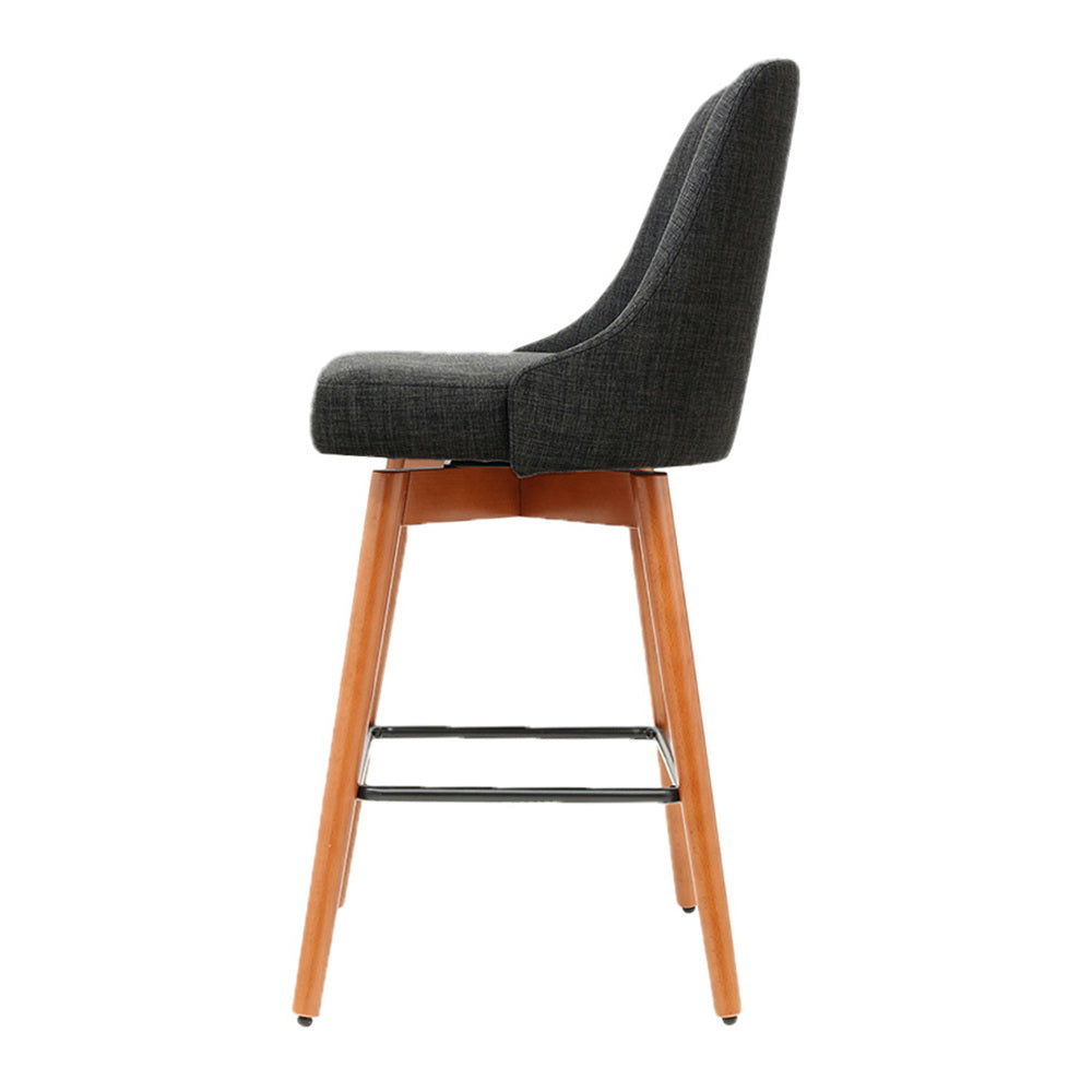 Artiss 2x Bar Stools Swivel Seat Wooden Charcoal